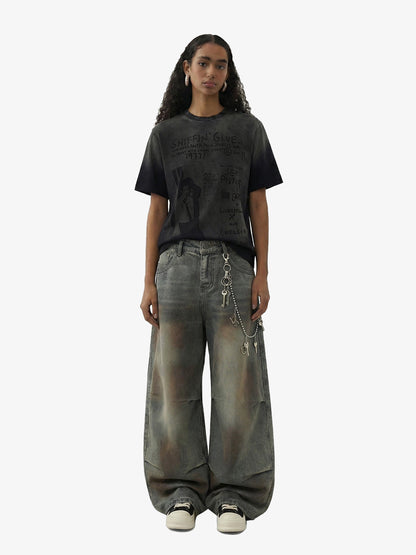 Washed Graphic Print Cotton T-Shirt 