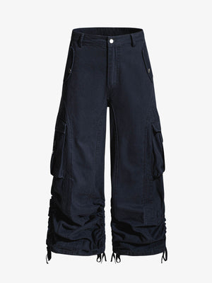 Ruched Cuffs Curved Cargo Pants
