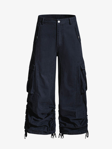 Ruched Cuffs Curved Cargo Pants