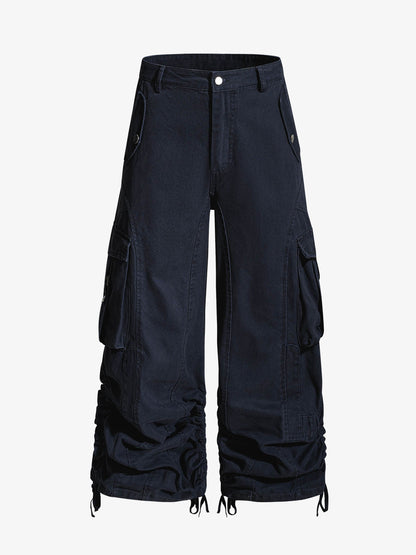 Ruched Cuffs Curved Cargo Pants