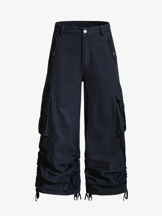 Ruched Cuffs Curved Cargo Pants