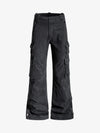 Vintage Washed Multi-Pocket Adjustable Strap Flare Cargo Pants 