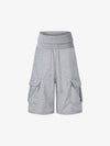Fleece Cargo Shorts High Waisted Wide Leg Loose Fit Streetwear Shorts
