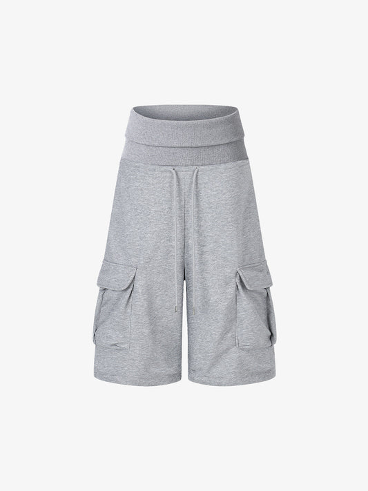 Fleece Cargo Shorts High Waisted Wide Leg Loose Fit Streetwear Shorts