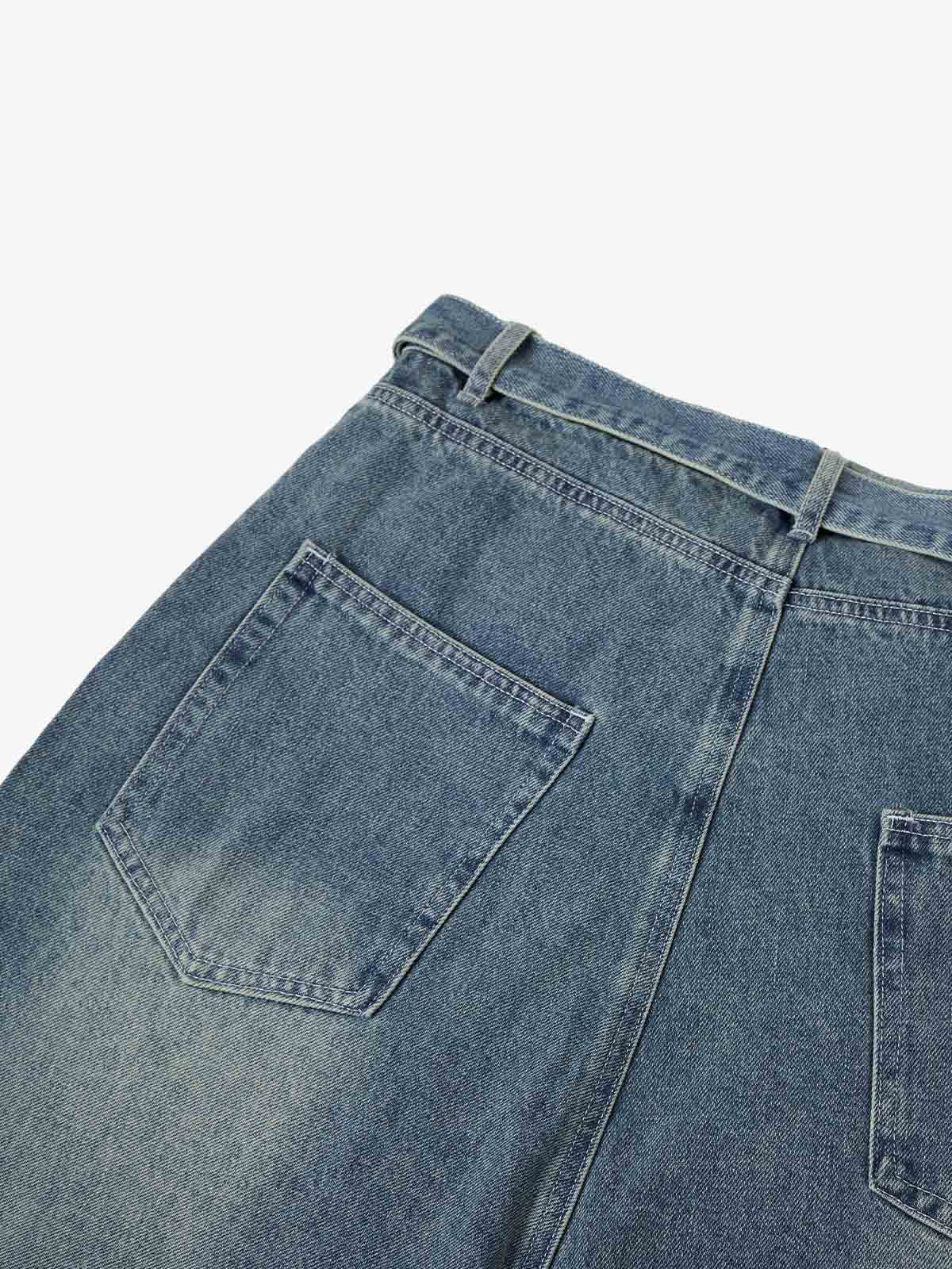 Embroidered Spiderweb Denim Shorts