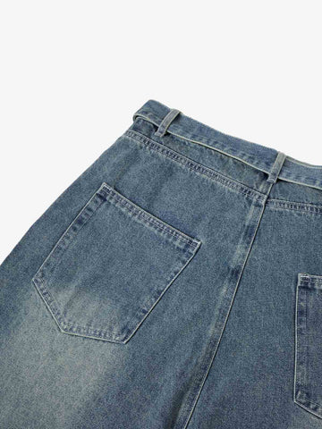 Embroidered Spiderweb Denim Shorts