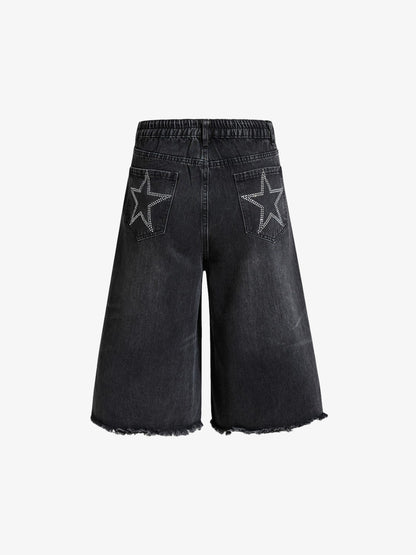 Raw Hem Star Rhinestone Jorts