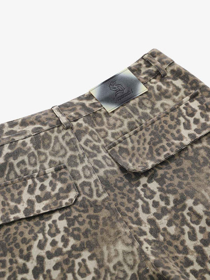 Vintage Leopard Cargo Shorts