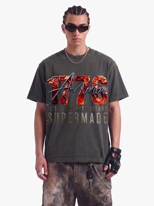 Liquid Metal Graphic Washed T-Shirt