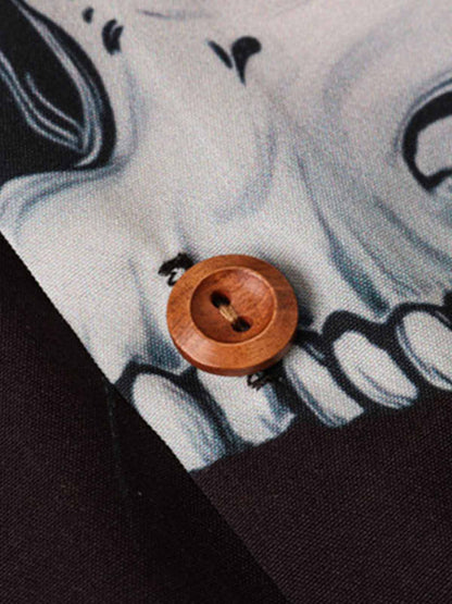 Gothic Skull Rose Cuban Shirt