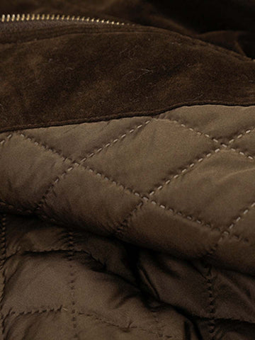 Utility Faux Shearling Collar Suede Look Zip Up Jacket 