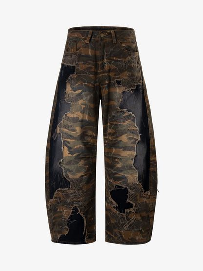 Camo Panel Embroidered Jeans