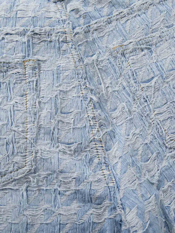 Distressed Frayed Textured Denim Jeans 