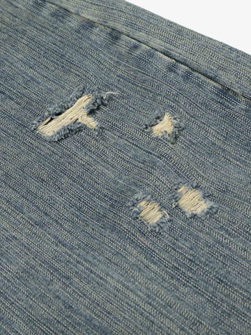 High Waist Distressed Barrel Denim Jeans 