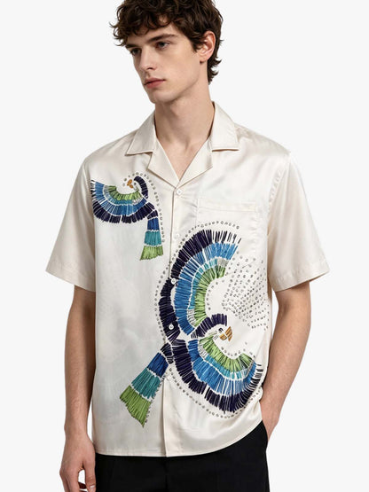 Bird Print Hawaiian Shirt
