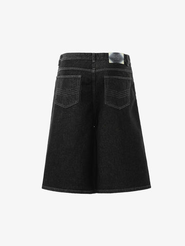 Asymmetric Multi-Button Denim Jorts