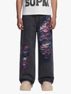 Retro Distressed Colorful Graffiti Art Print Jeans 