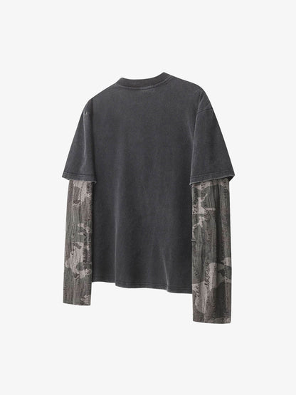Layered Leopard Horse Graphic Long Sleeve T-Shirt 
