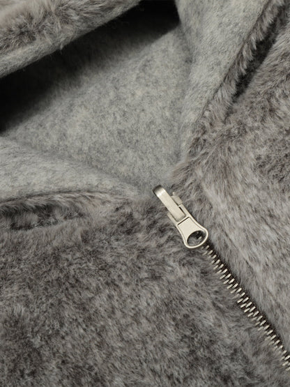 Retro Reversible Fleece Lined Zip-up Hooded Jacket 