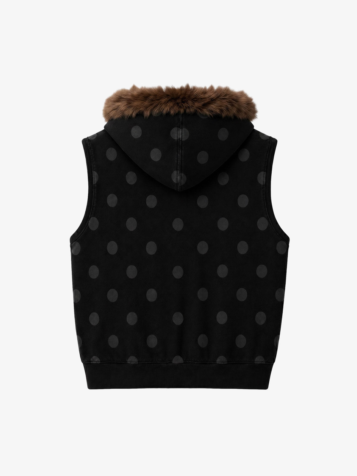Faux Mink Fur Polka Dot Zip-up Hooded Vest