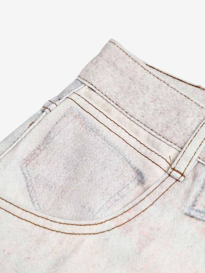 Cotton Patchwork Wide Leg Pants with Equestrian Print and Plaid Details 
