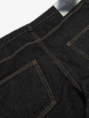 Leopard Print Trim Washed Jeans 