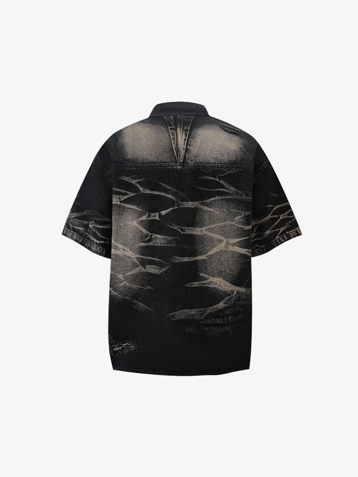 Washed Black Branch Print Deconstructed Denim Set 