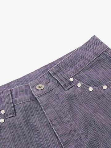 Vintage Washed Pinstripe Studded Baggy Jeans