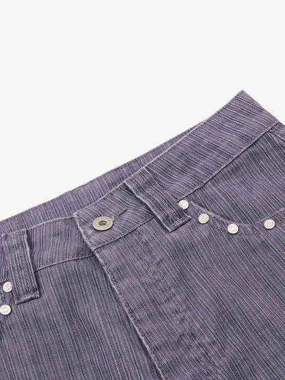 Vintage Washed Pinstripe Studded Baggy Jeans