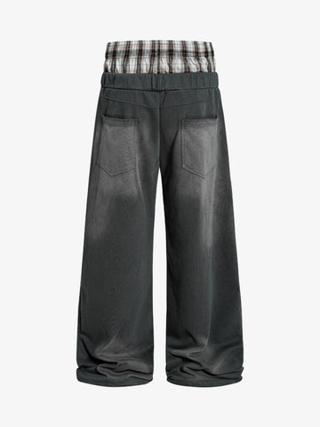 Double Waist Plaid Sweatpants