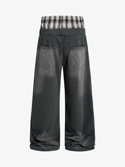Double Waist Plaid Sweatpants