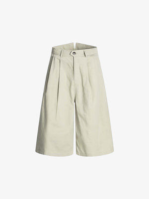 Cotton Pleated Wide Leg Jorts 