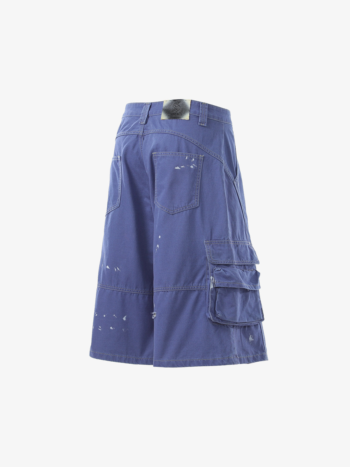 Vintage Distressed Multi Pocket Wide Leg Cargo Shorts