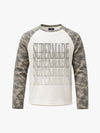 Waffle Knit Camo Raglan T-Shirt with Graphic Print