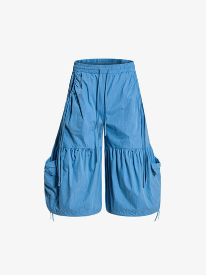 Nylon Cargo Culottes – Lightweight Elastic Waist Utility Pants