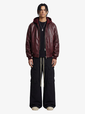 Woven Multi-Pocket Baggy Flared Pants - 2321 