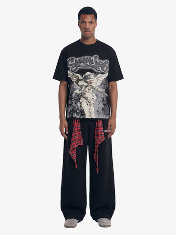 Street Detachable Plaid Waistband Machete Casual Pants 