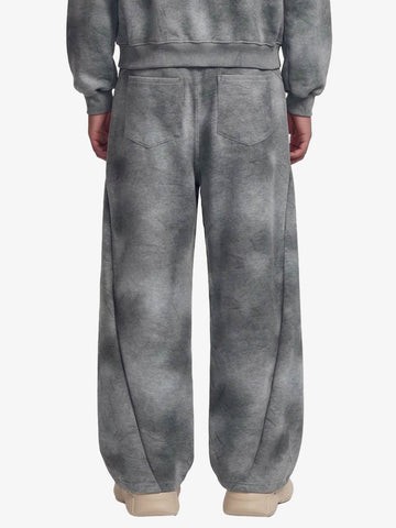Vintage Washed Tie-Dye Zip Up Hoodie & Barrel Sweatpants Tracksuit 