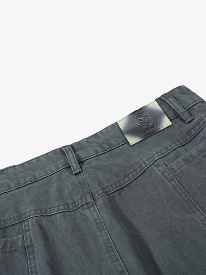 Industrial Grey Mesh Patchwork Multi-Pocket Cargo Pants 
