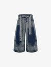Belted Curved Seam Wide Leg Jorts