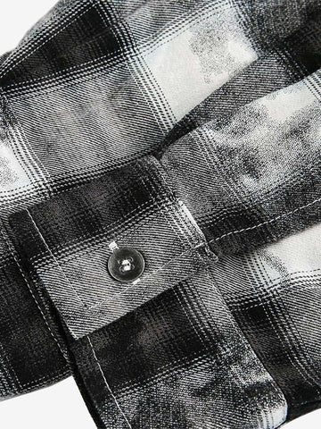 Vintage Wash Plaid Spray Dye Raw Hem Shirt 