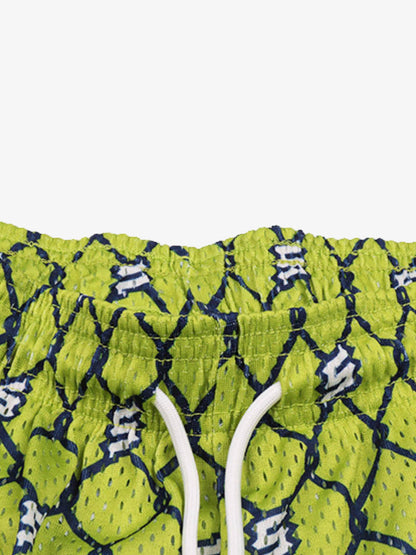 Vintage Geometric Print Drawstring Shorts