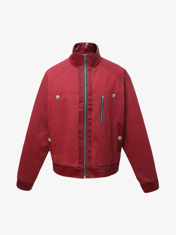 Patchwork PU Cropped Workwear Jacket