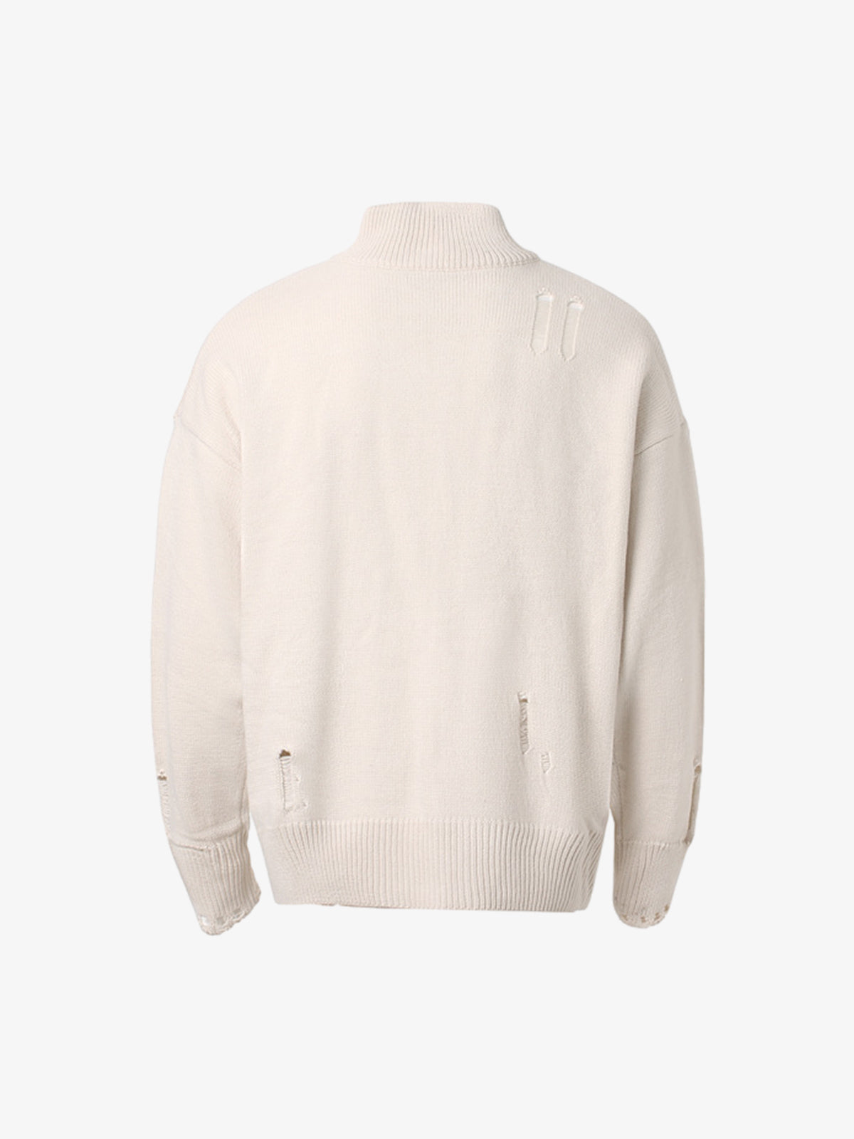 Heavy Cut Turtleneck Cardigan Zipper Sweater 