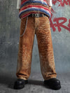 Croc Texture Washed Wide Leg Jeans 