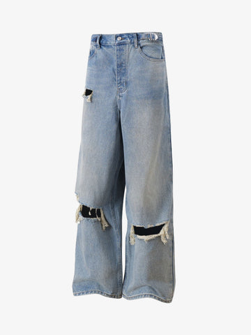 Retro Ripped Wide Leg Jeans 