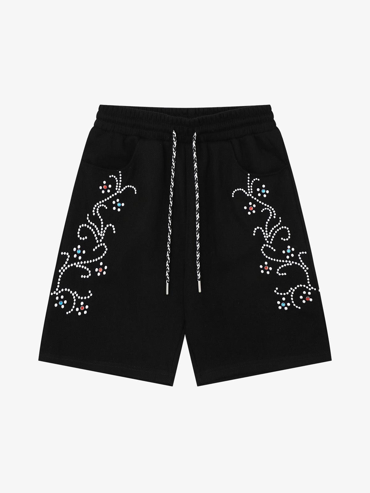 Rhinestone Graphic Knit Shorts 