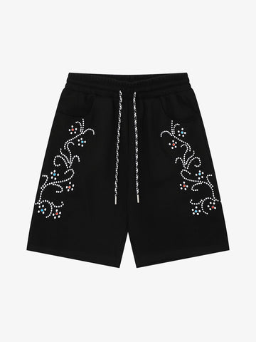 Rhinestone Graphic Knit Shorts 