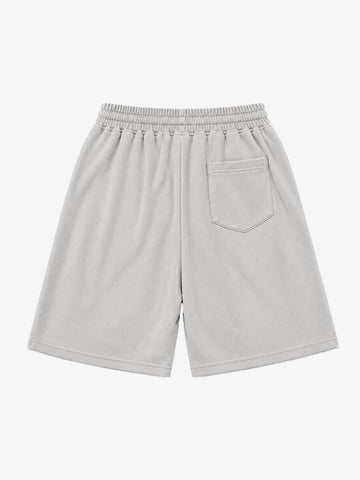 Light Gray Corduroy Relaxed Fit Shorts