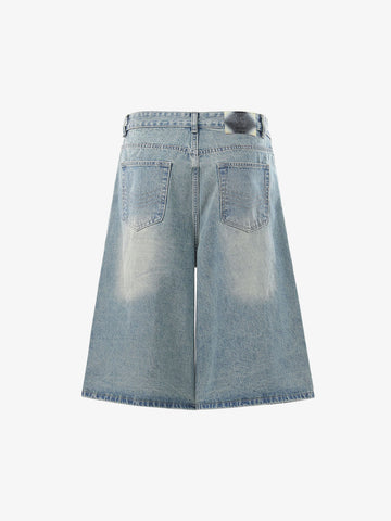 Asymmetric Multi-Button Denim Jorts